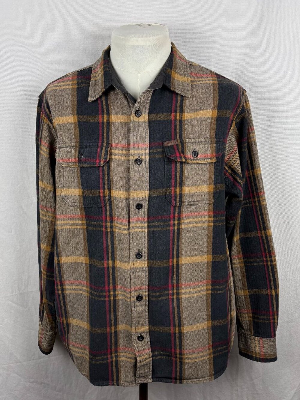 Orvis Heavyweight Flannel Shirt XL Plaid Cotton Button Front Outdoor Hiking